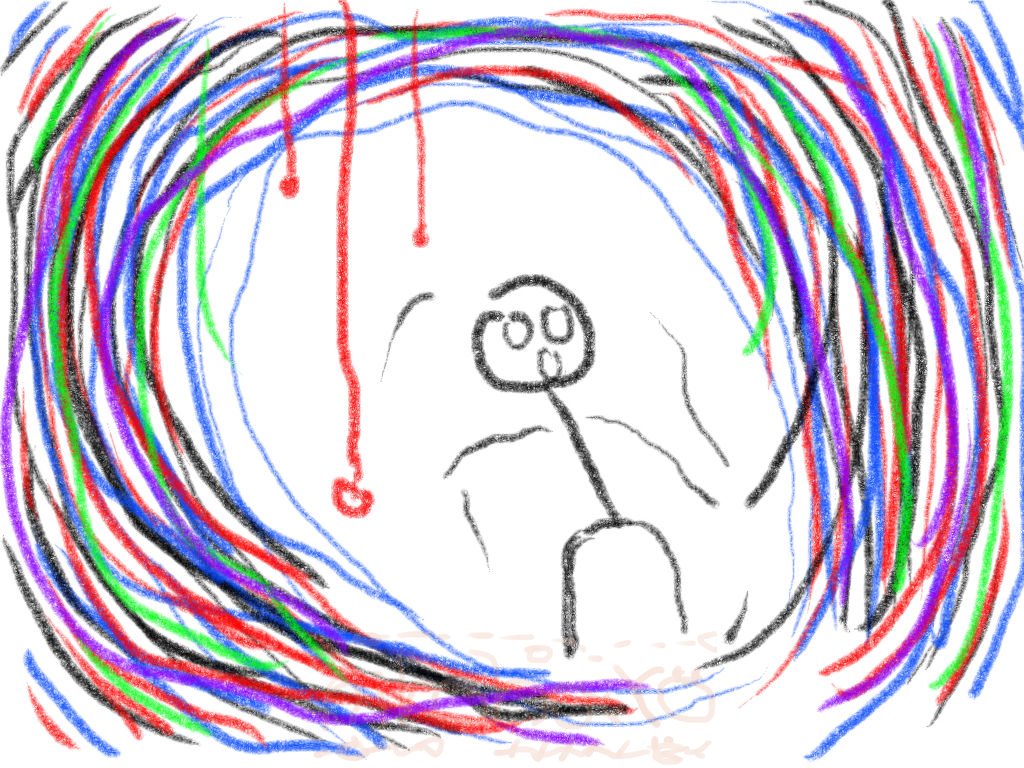 混乱した不安な赤ん坊の絵