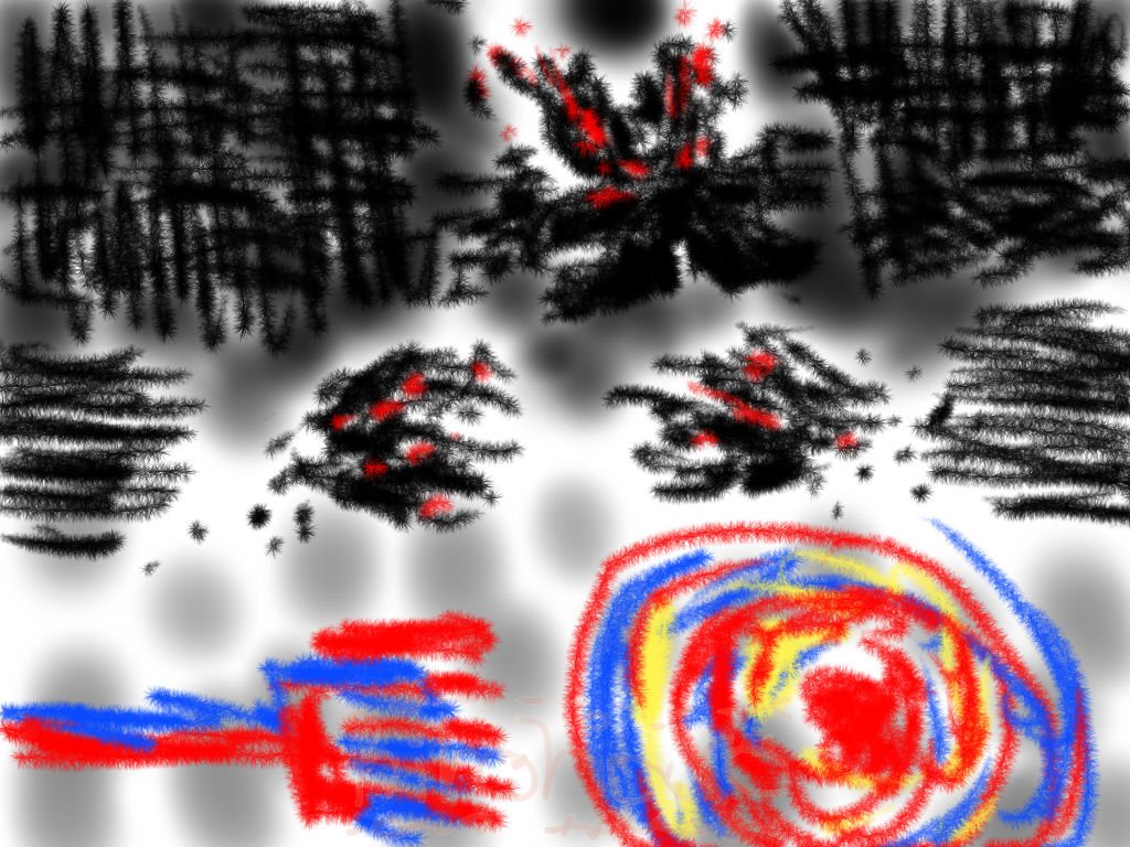 夜眠ると悪夢を見るけど、苦痛と絶望の中で、それでもめげずに、手で腕で何かを支えようとするイメージ図