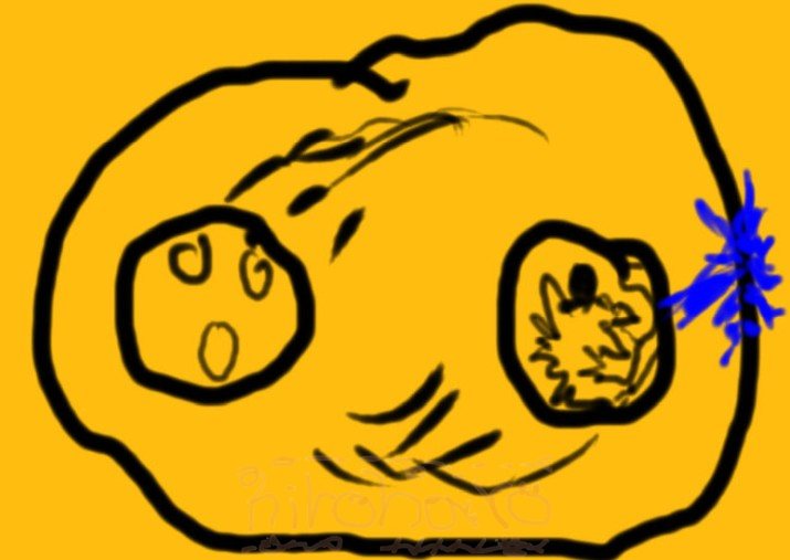 模式図：神経系が「凍らせて」急場をしのぐ。「凍らせた」箇所はそのまま残る。その場所はトラウマとなる。