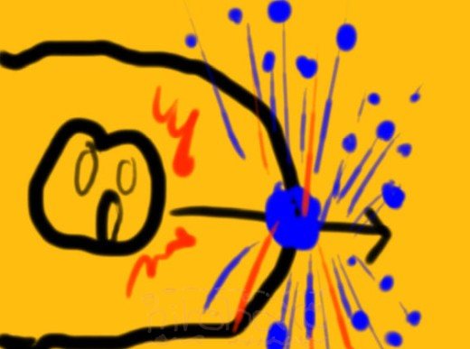 模式図：気持ちが不安定で足が地についていない状態で治療を強行してしまったり、「凍らせた」箇所を強く直撃してしまうと、強いトラウマ反応、フラッシュバックなどが起こり、症状が大幅に悪化したりする場合がある。